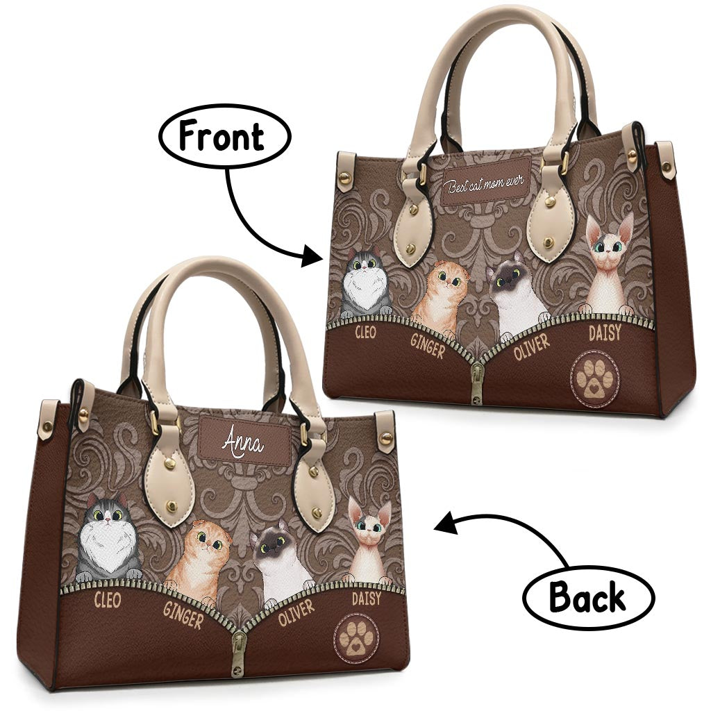 Best Dog Mom Ever - Gift for mom, mom, dog lover, cat lover - Personalized Leather Handbag