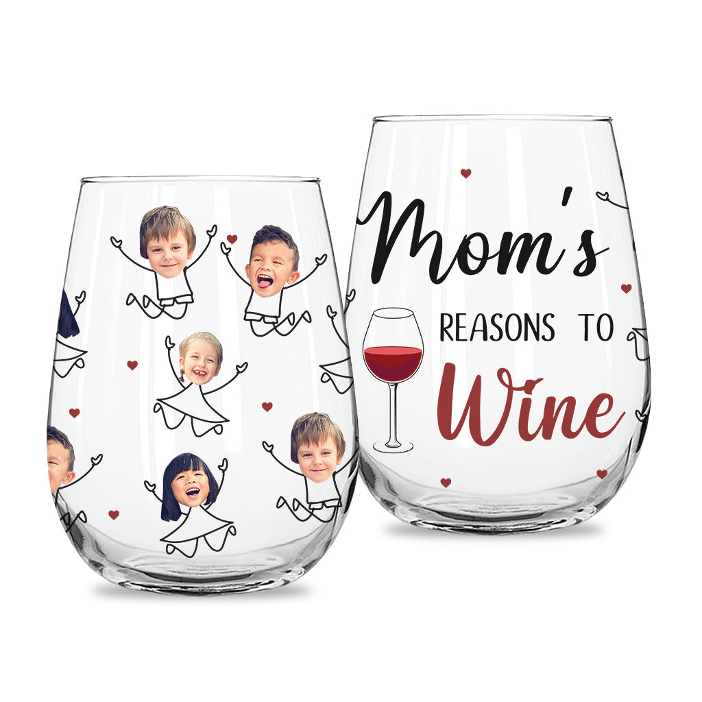 Mama's Reason To Wine - Personalized Mother's Day Mother All Over Wine Glass