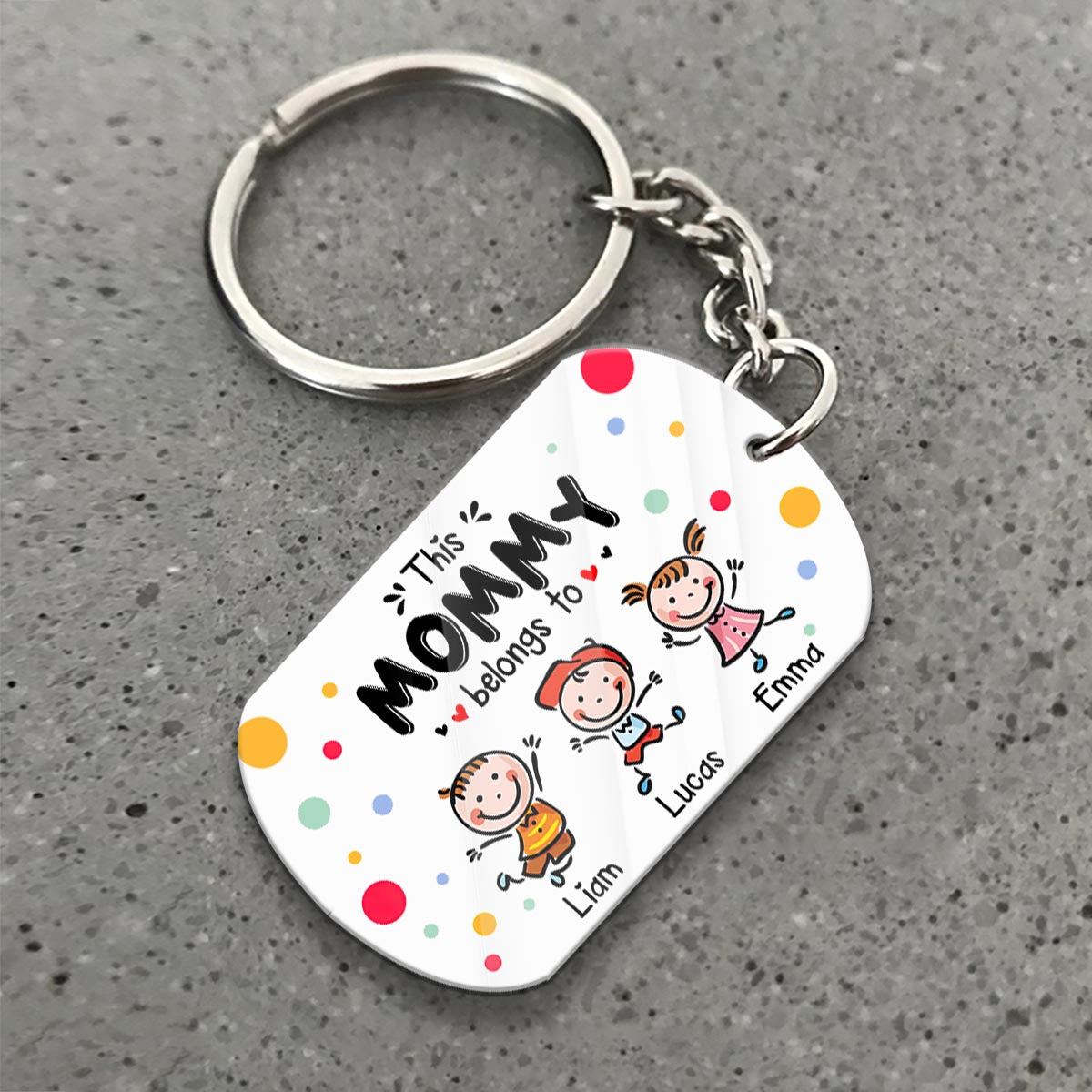 Family - Up to 7 Kids - This Mommy Belongs to - Personalized Keychain