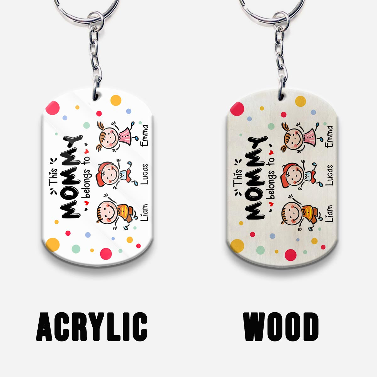 Family - Up to 7 Kids - This Mommy Belongs to - Personalized Keychain