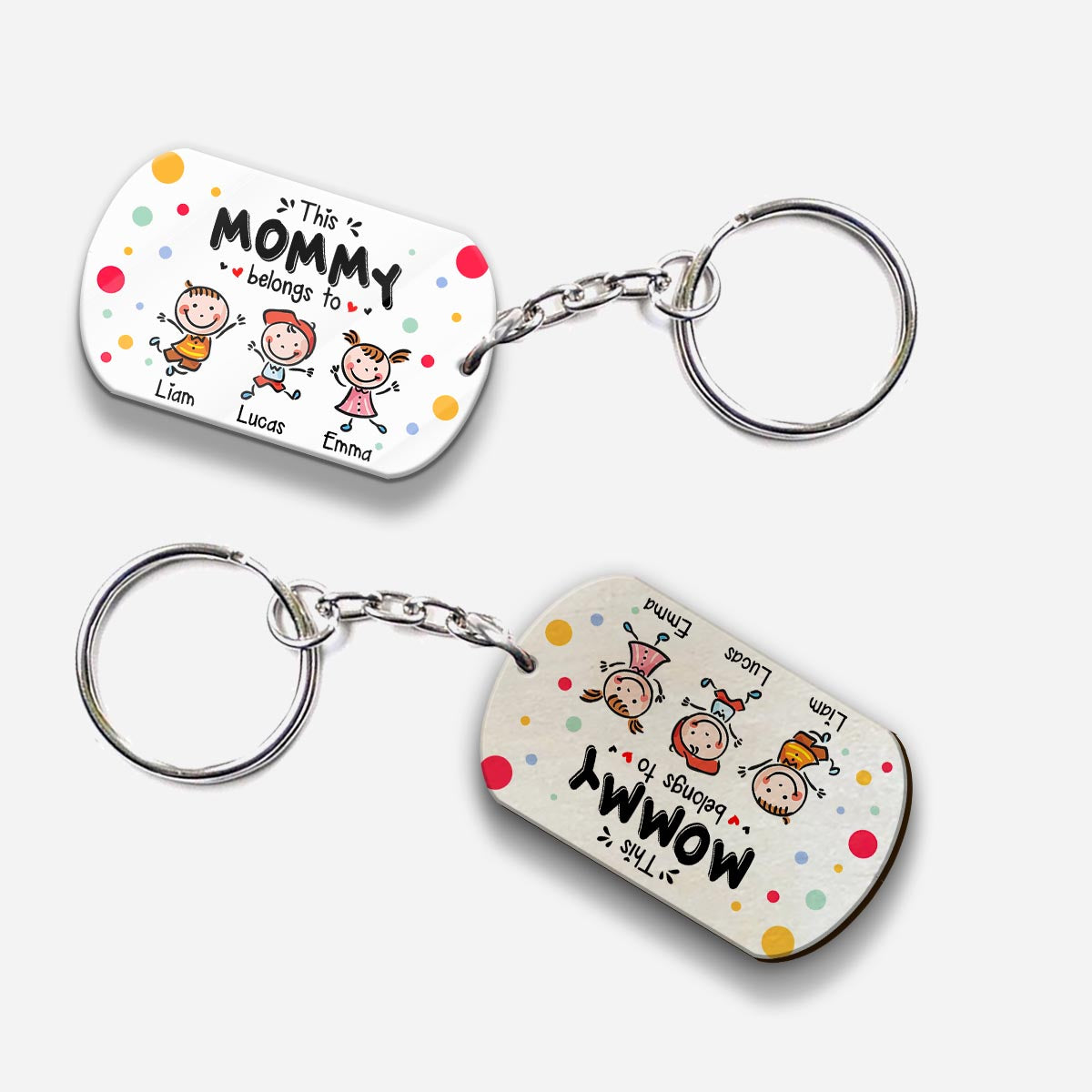 This Mommy Belongs To - Personalized Mother's Day Mother Keychain (Printed On Both Sides)