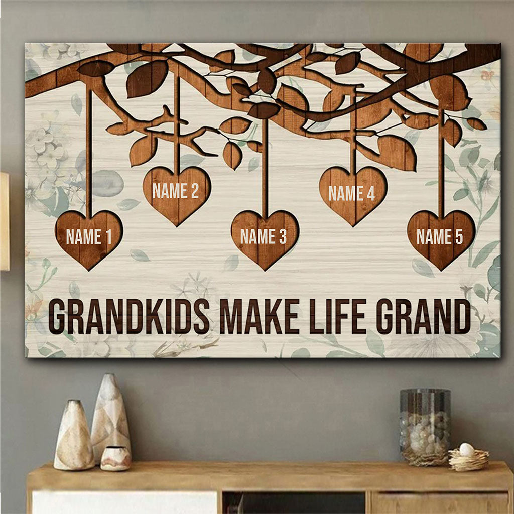 Grandkids Make Life Grand - Personalized Mother's Day Grandma Canvas And Poster