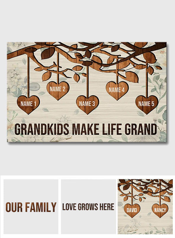 Grandkids Make Life Grand - Personalized Mother's Day Grandma Canvas And Poster