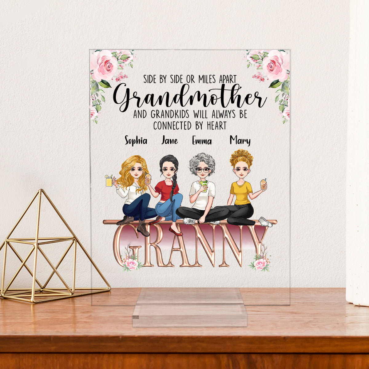 Grandmother And Grandkids - Personalized Mother's Day Grandma Transparent Acrylic Plaque