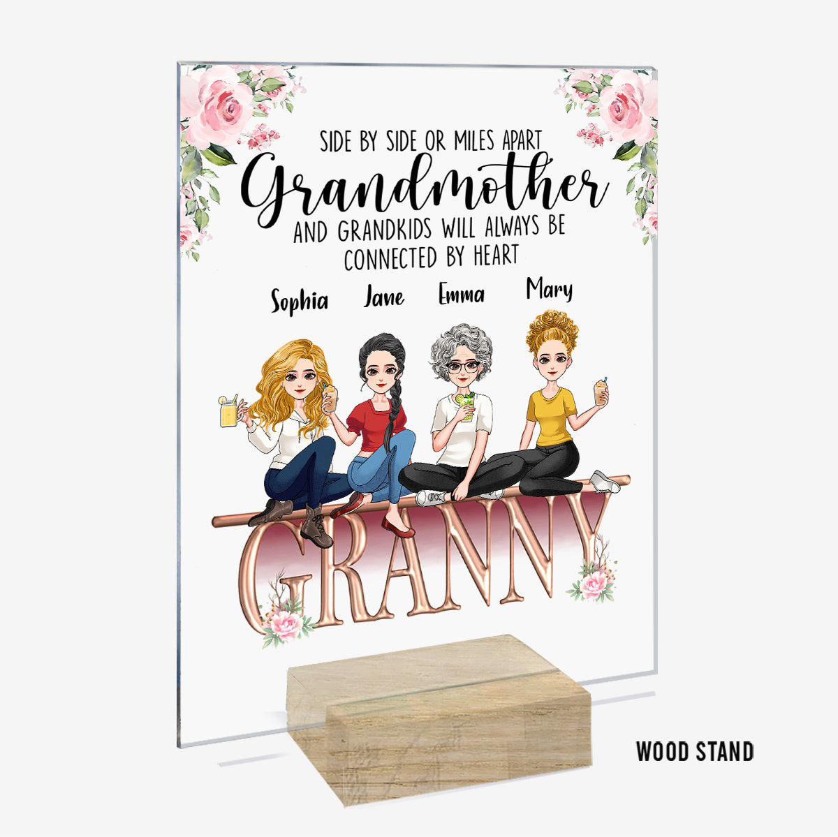 Grandmother And Grandkids - Personalized Mother's Day Grandma Transparent Acrylic Plaque