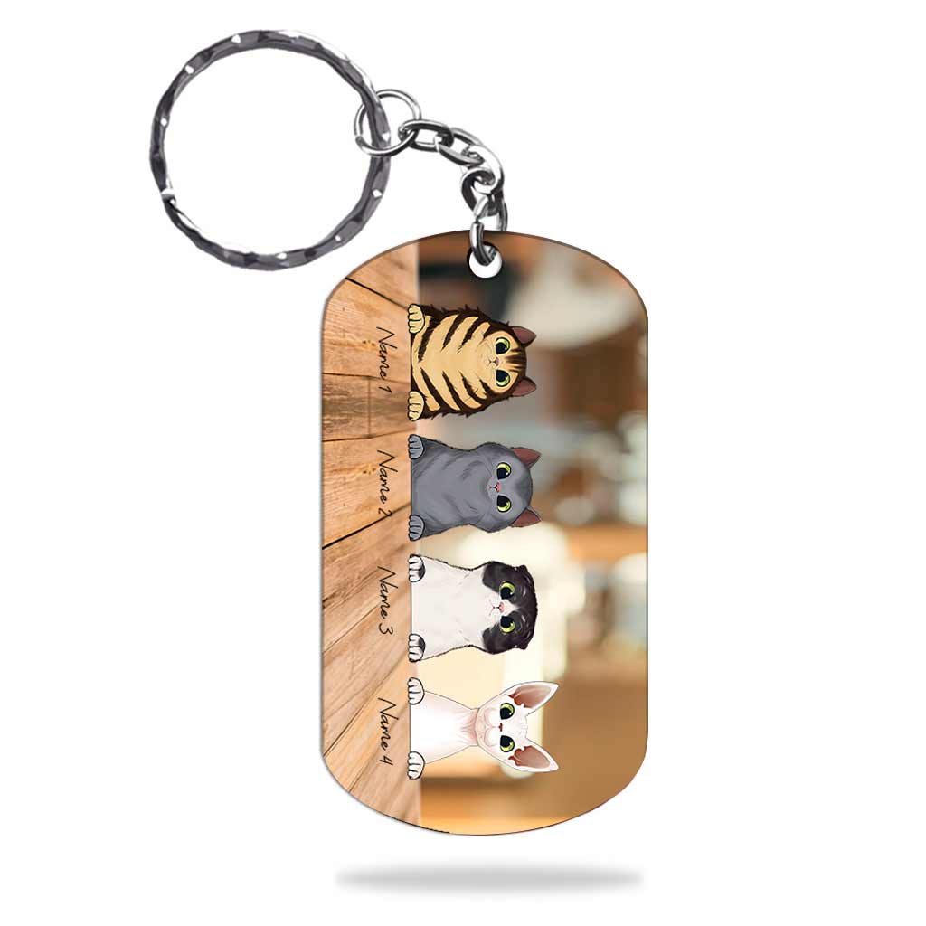 Disover Drive Safe I Need You Here With Me - Personalized Father's Day Cat Stainless Steel Keychain