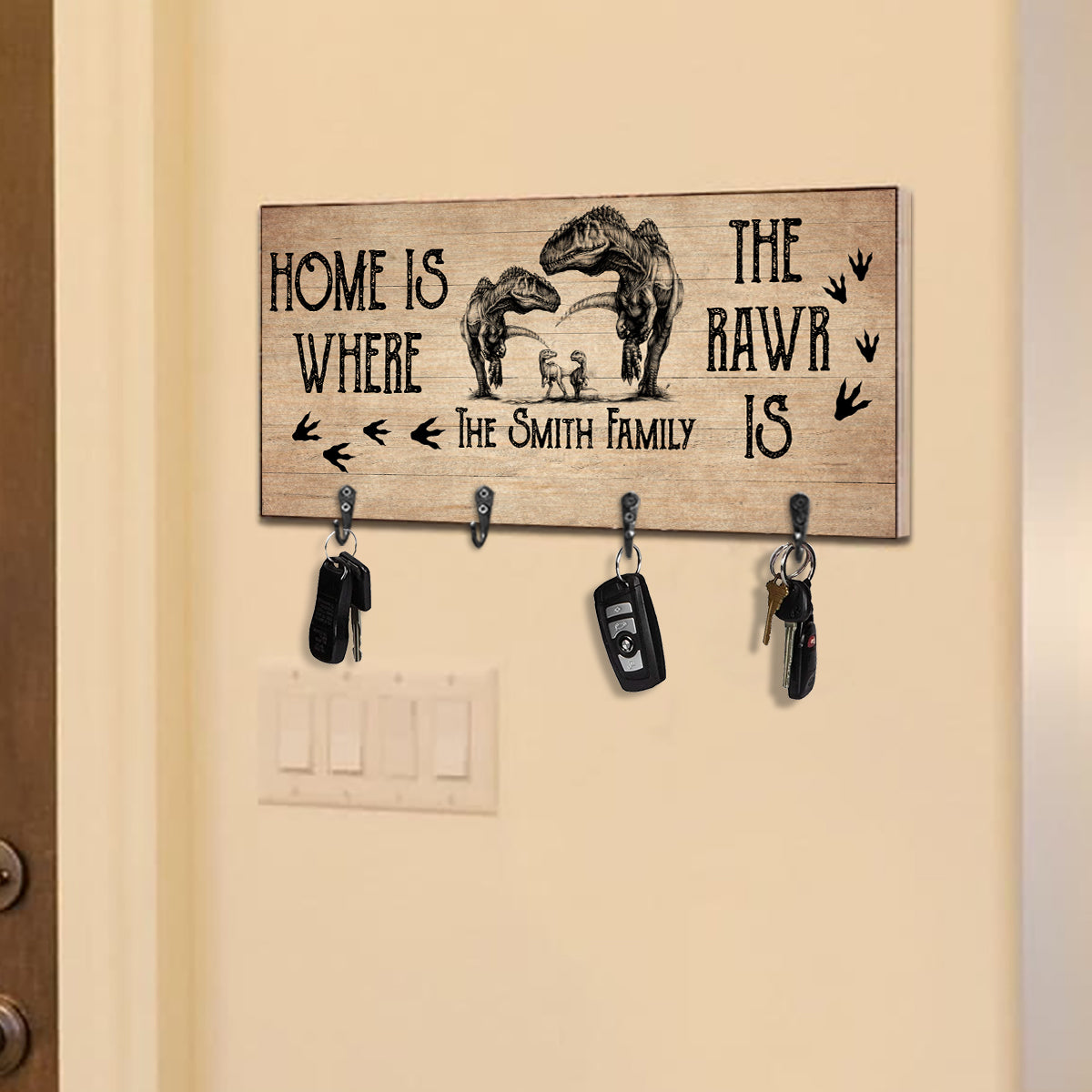 Home Is Where The Rawr Is Dinosaur Key Rack