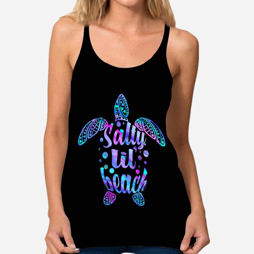 Disover Salty LiL' Beach - Turtle Cross Tank Top