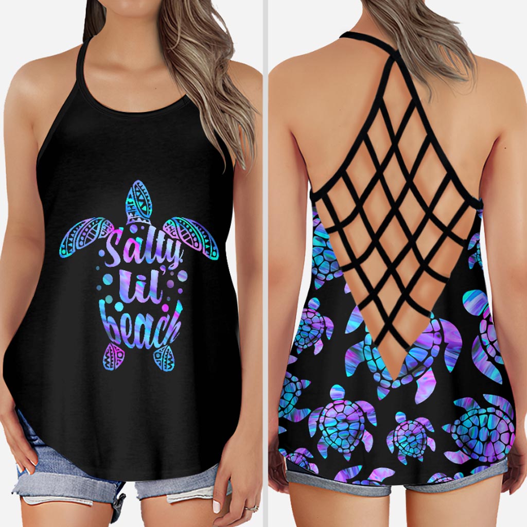 Disover Salty LiL' Beach - Turtle Cross Tank Top