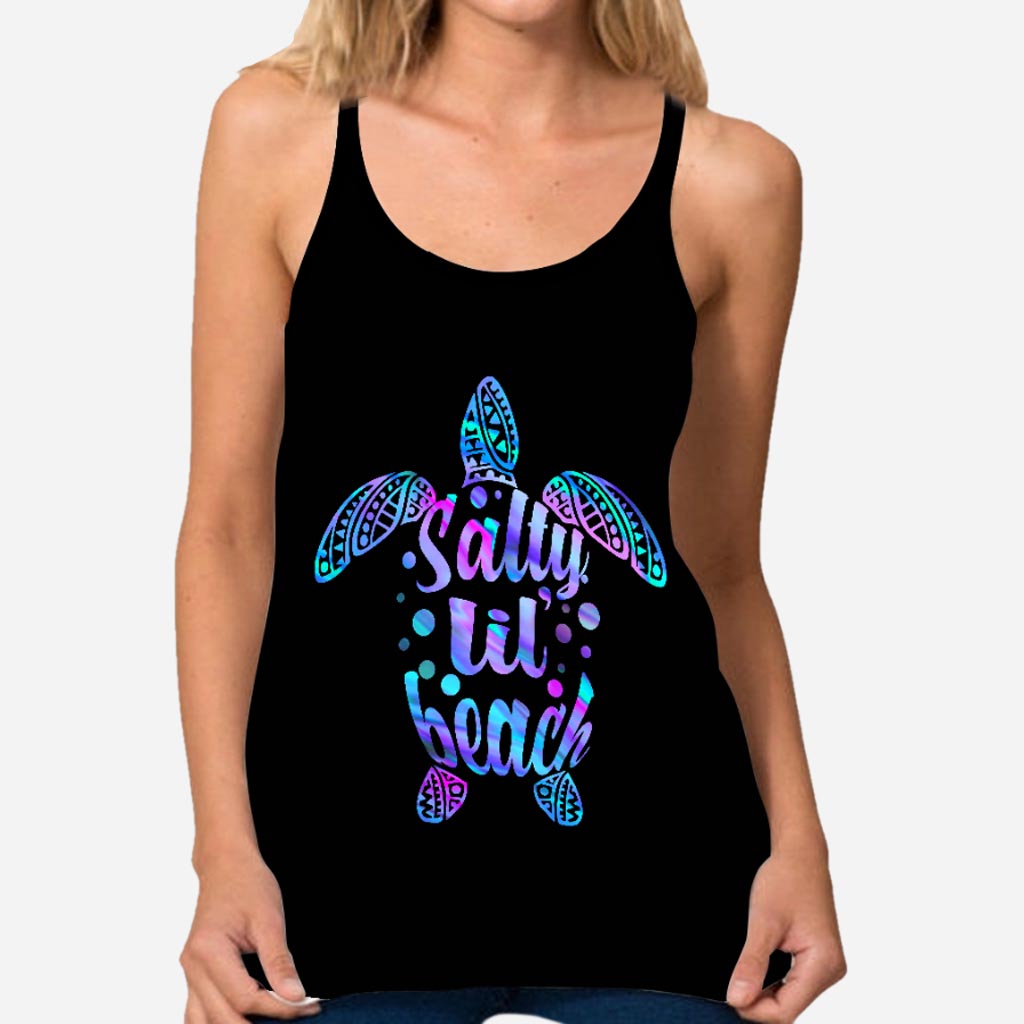 Disover Salty LiL' Beach - Turtle Cross Tank Top