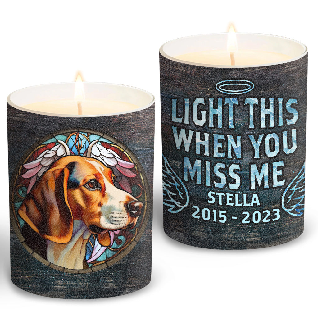 Light This When You Miss Me - Personalized Dog Candle With Wooden Lid