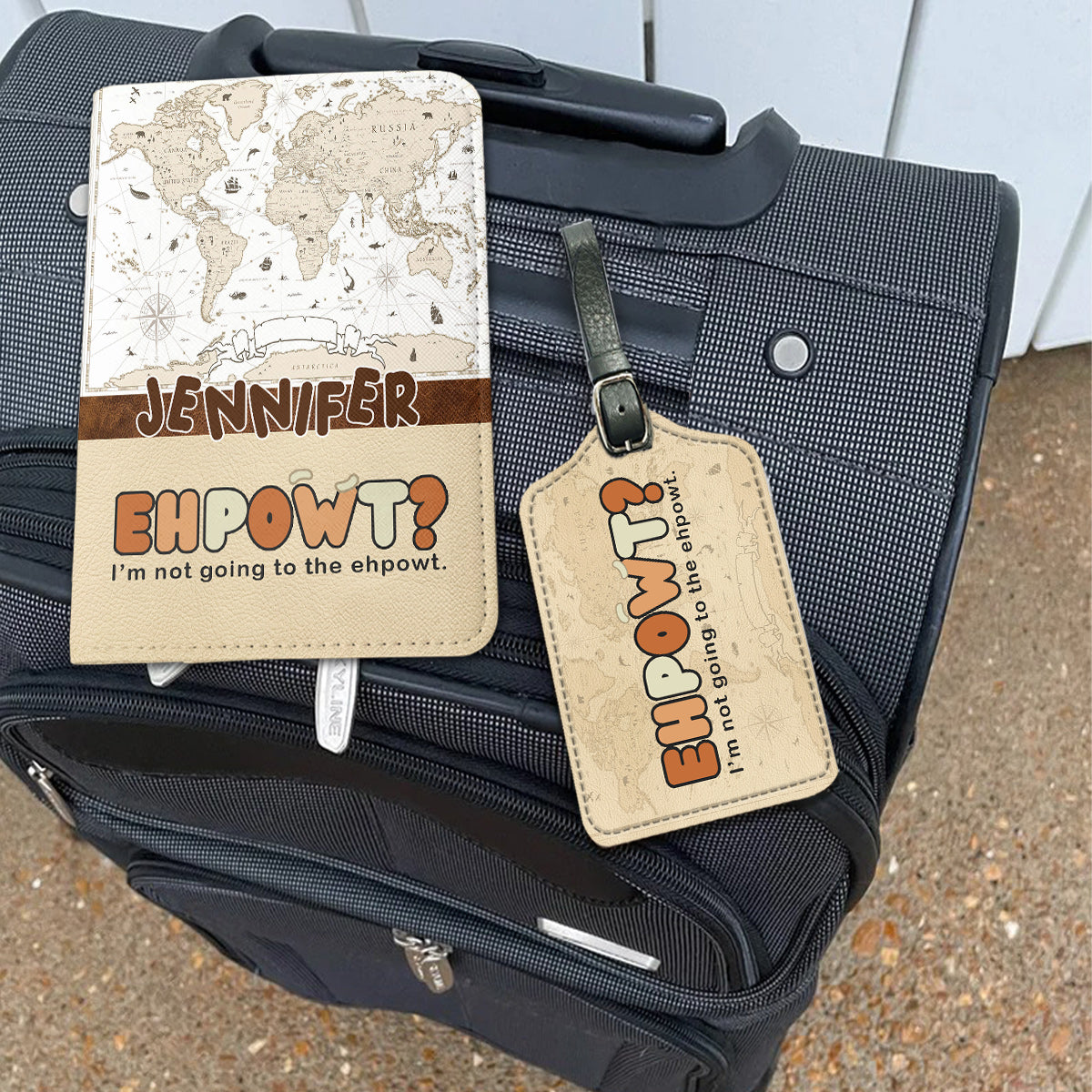 Ehpowt - Personalized Travelling Leather Luggage Tag & Passport Holder