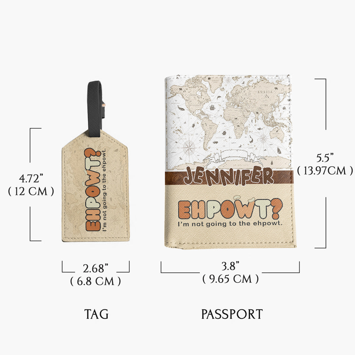 Ehpowt - Personalized Travelling Leather Luggage Tag & Passport Holder