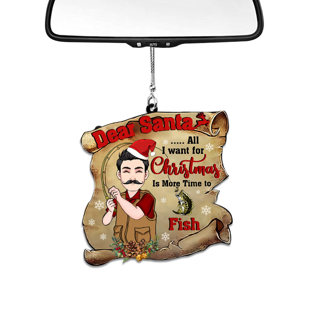 Dear Santa - Personalized Fishing One-sided Car Ornament