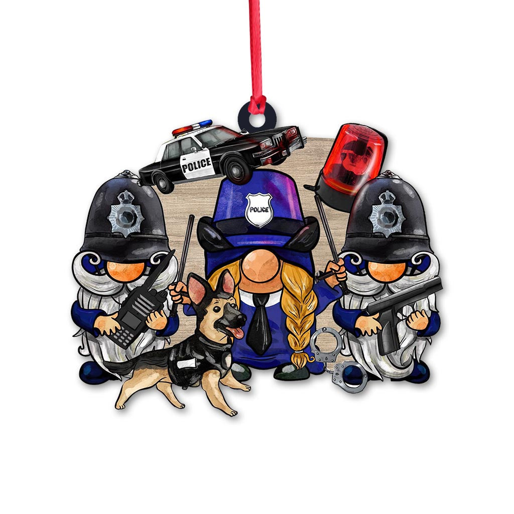 Policeman Gnome Police Officer Ornament (Printed On Both Sides)