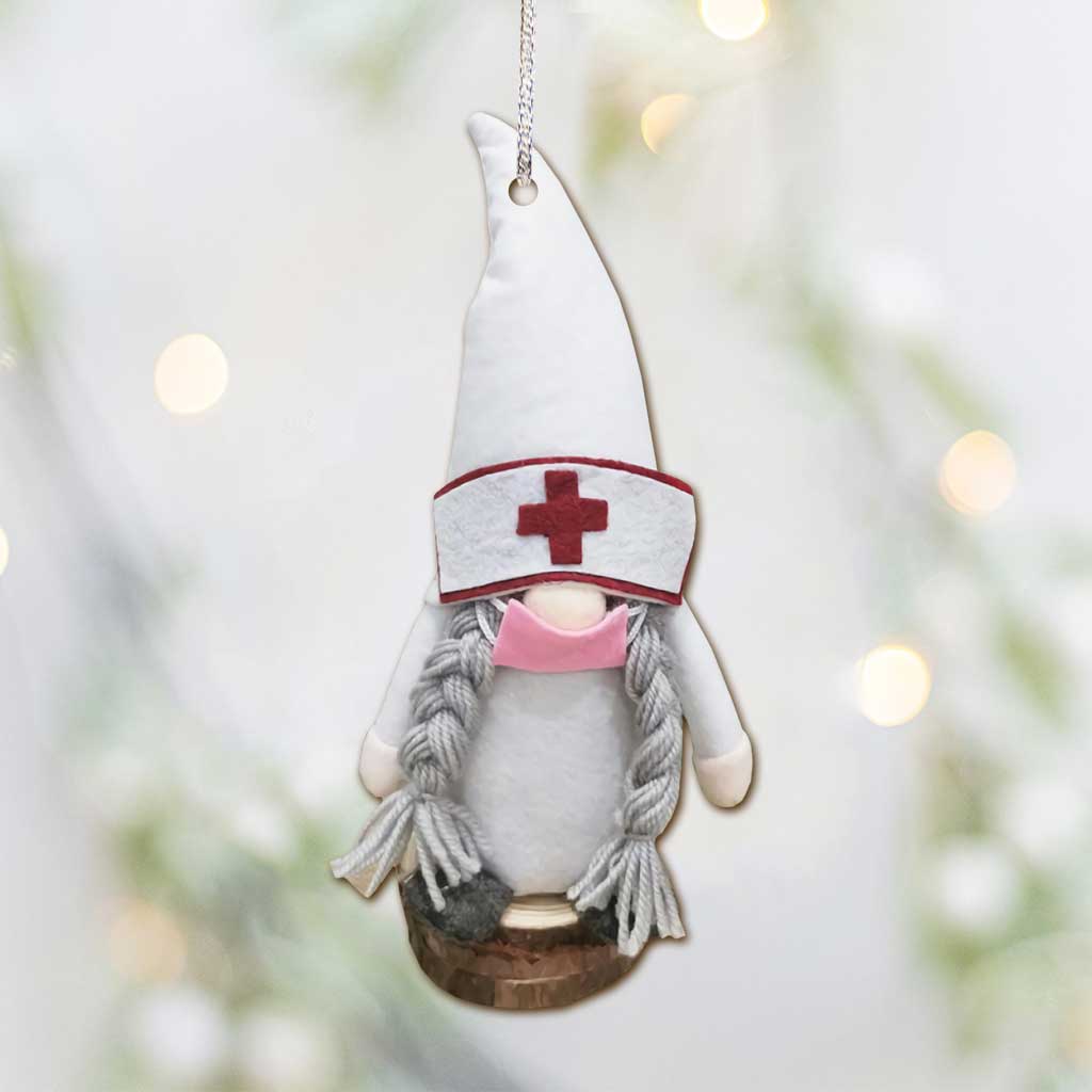 Gnome Nurse - Christmas Ornament (Printed On Both Sides)