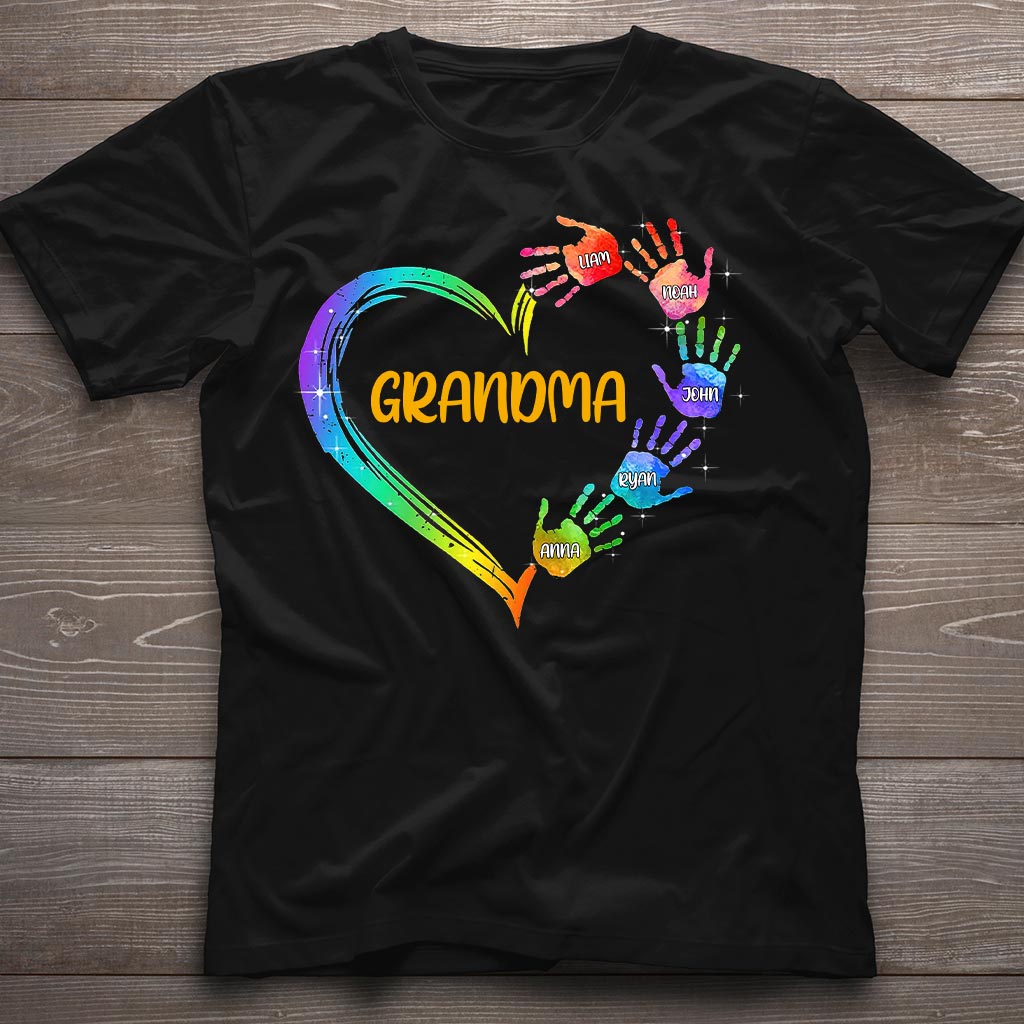 Grandma Heart Prints - Personalized Grandma T-shirt and Hoodie