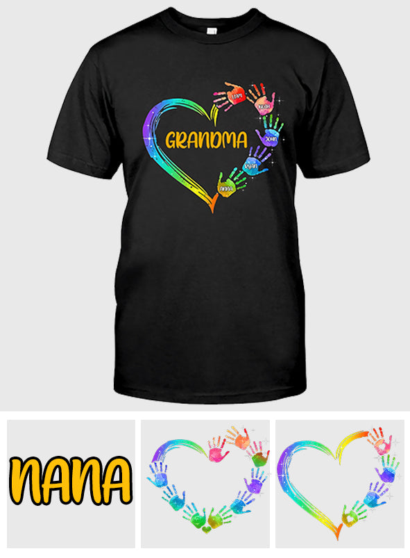 Grandma Heart Prints - Personalized Grandma T-shirt and Hoodie