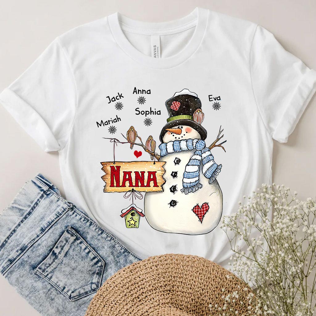 Nana Snowman - Personalized Grandma T-shirt and Hoodie