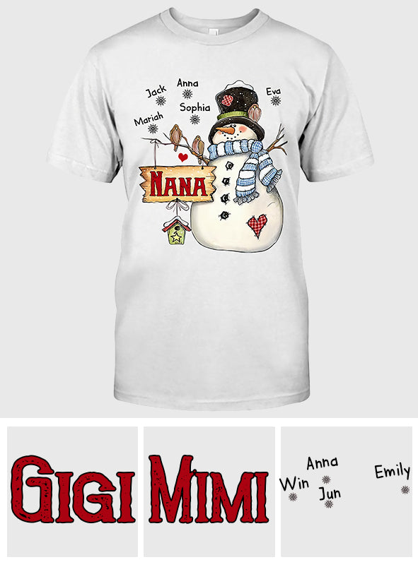 Nana Snowman - Personalized Grandma T-shirt and Hoodie
