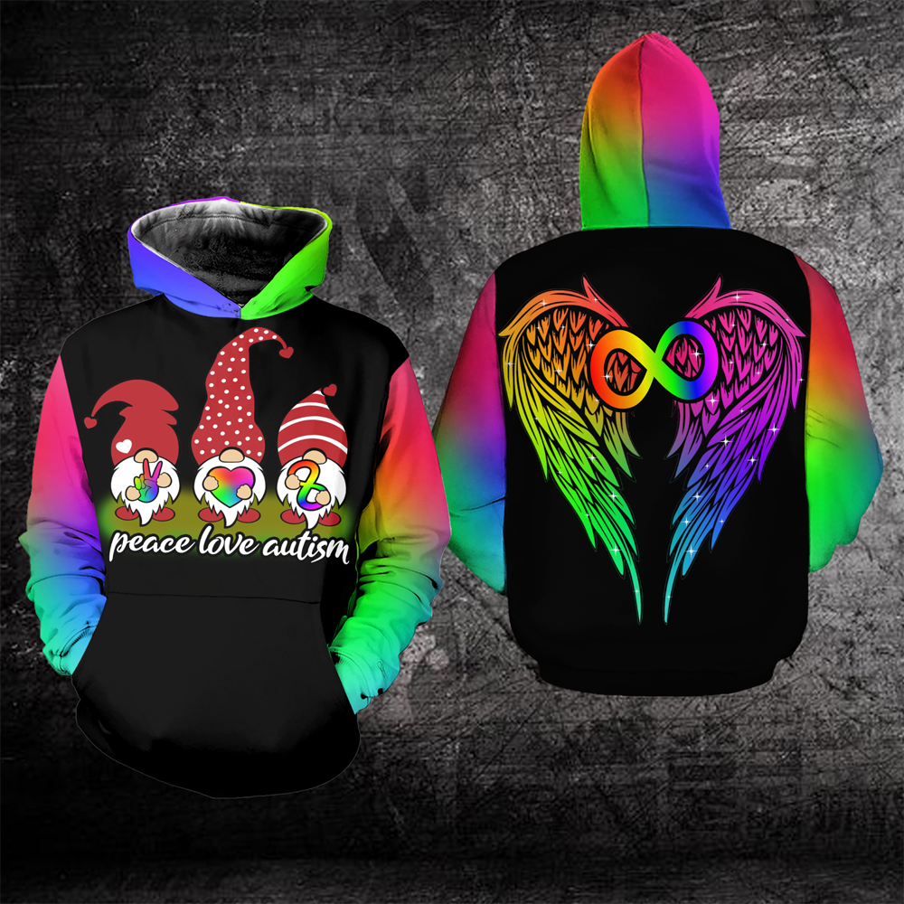 Discover Autism Awareness Peace Love Autism - Autism Awareness All Over 3D Hoodie