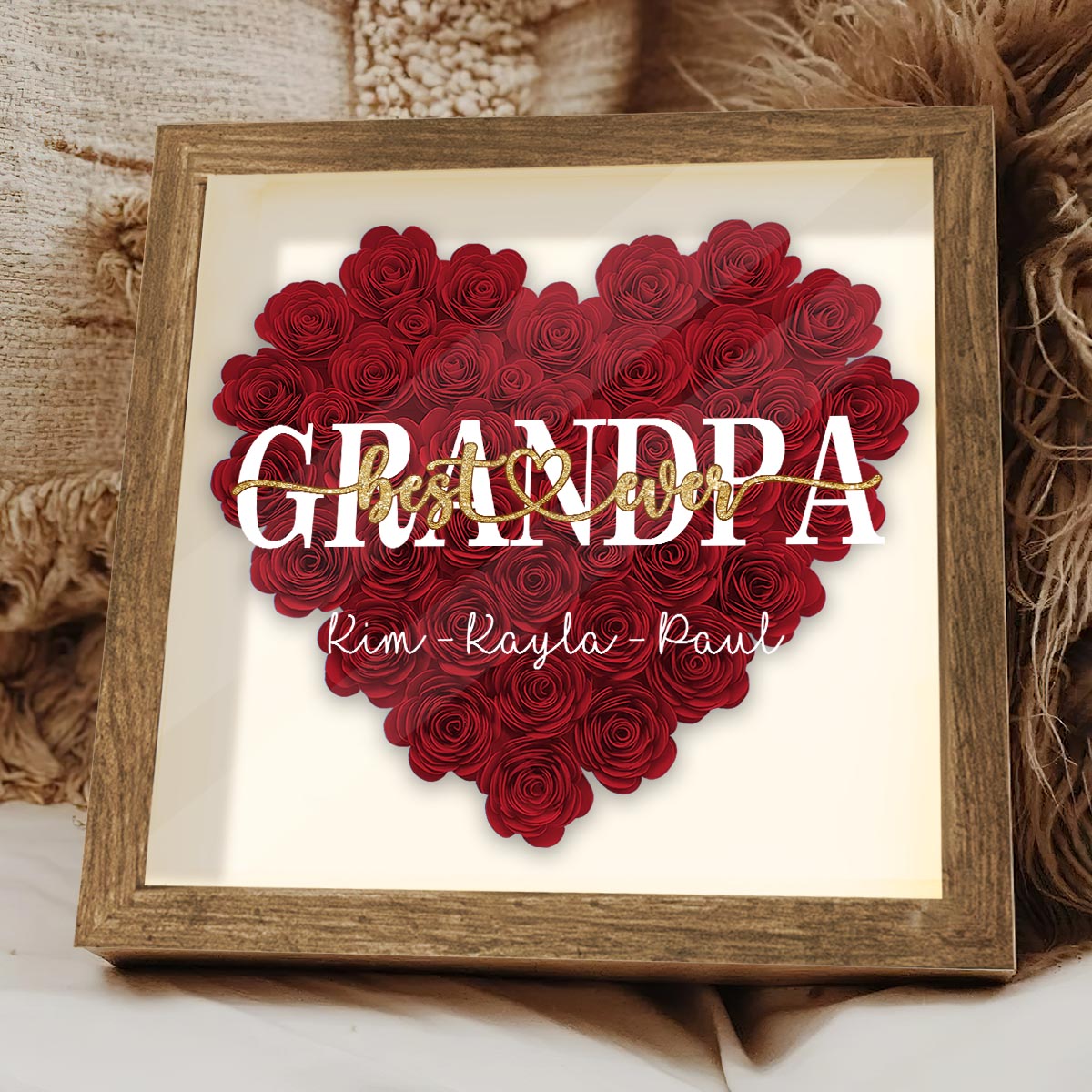 Discover Best Grandpa Ever - Custom Gift For Family Members Flower Frame Box