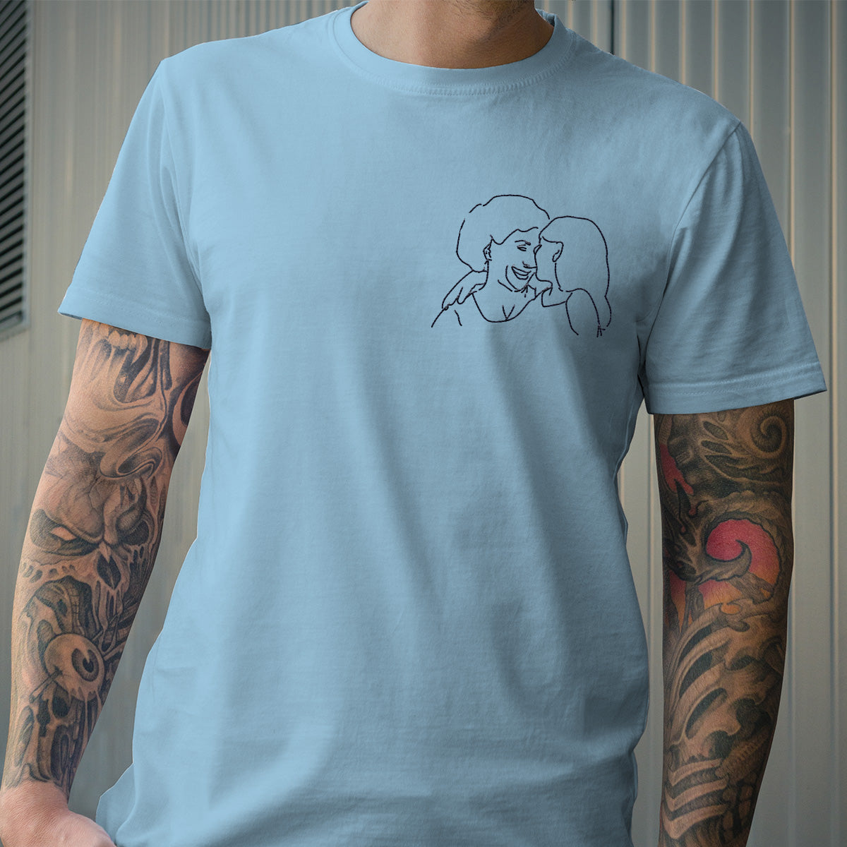 Custom Line Art - Personalized Grandma Embroidered T-shirt