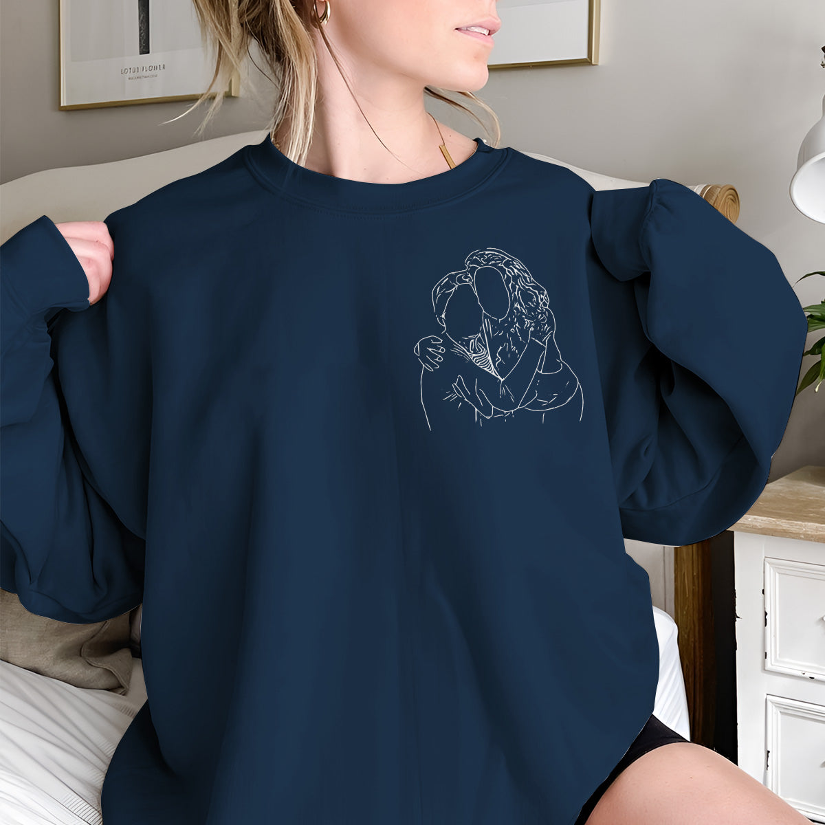 Custom Line Art - Personalized Grandma Embroidered Sweater