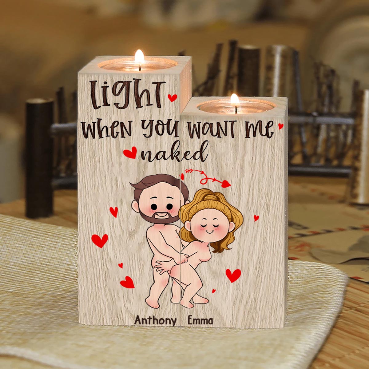 When This Candle Is Lit - Personalized Couple Candle Holder