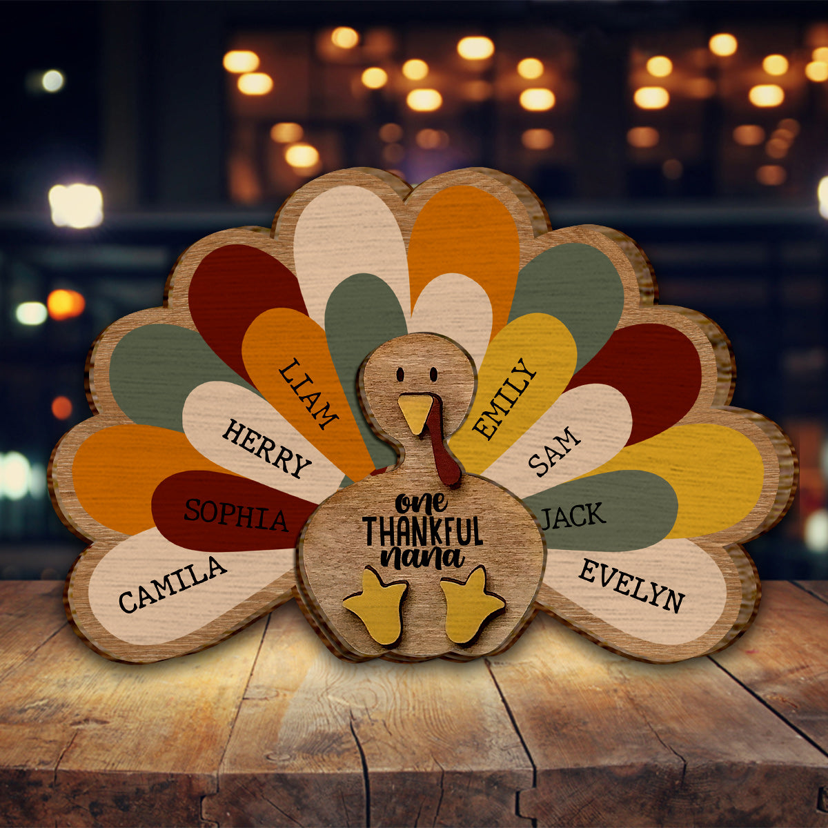 One Thankful Nana - Gift for grandma - Personalized 2 Layered Wood Sign / Wood Plaque