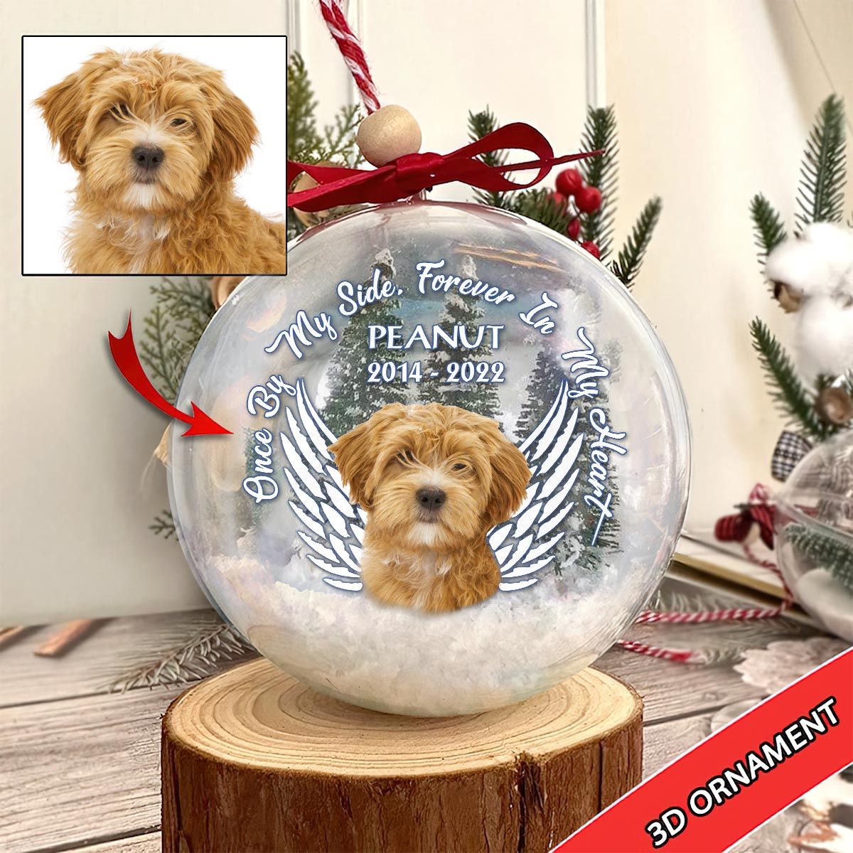 Forever In my Heart - Gift for dog lovers, cat lover - Personalized Snow Globe Ornament