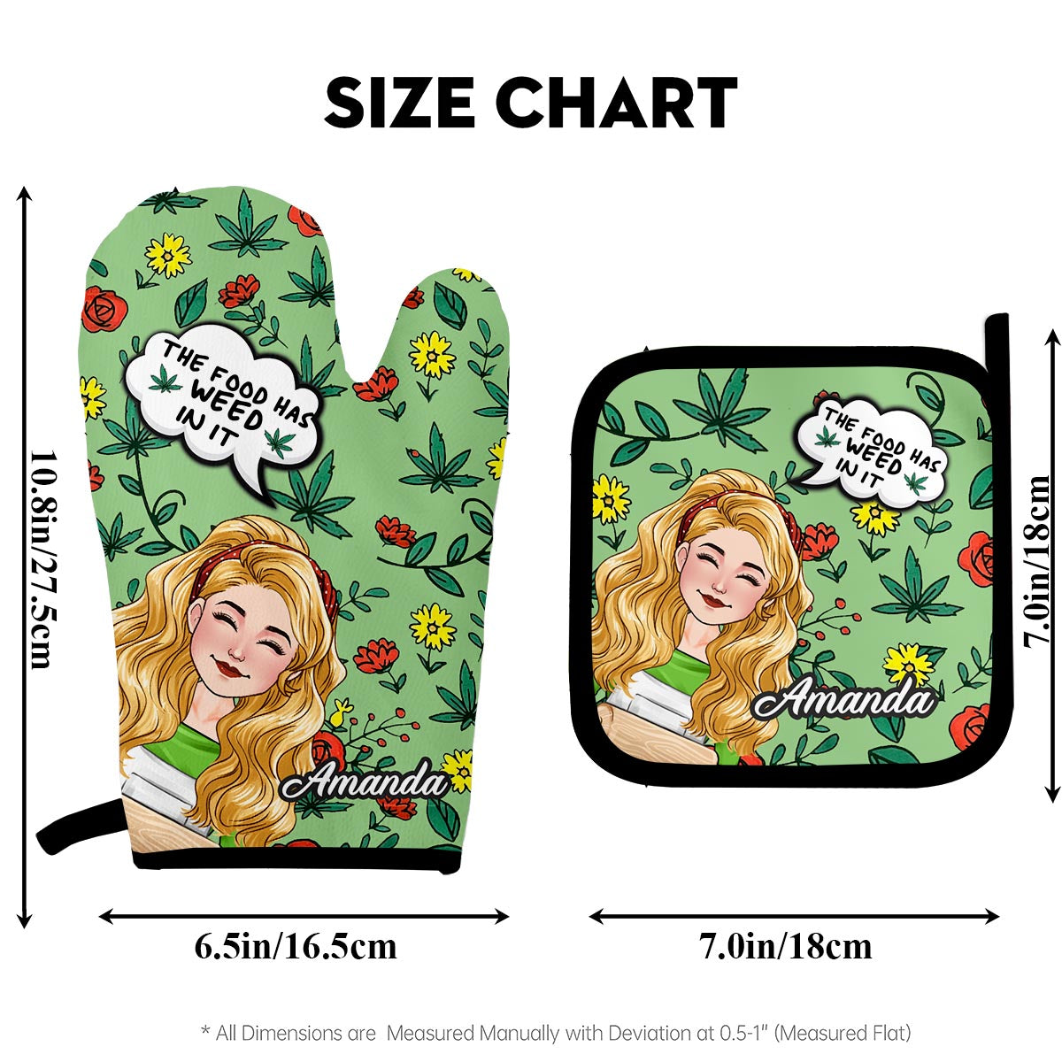 Love Baking - Personalized Baking Oven Mitts & Pot Holder Set