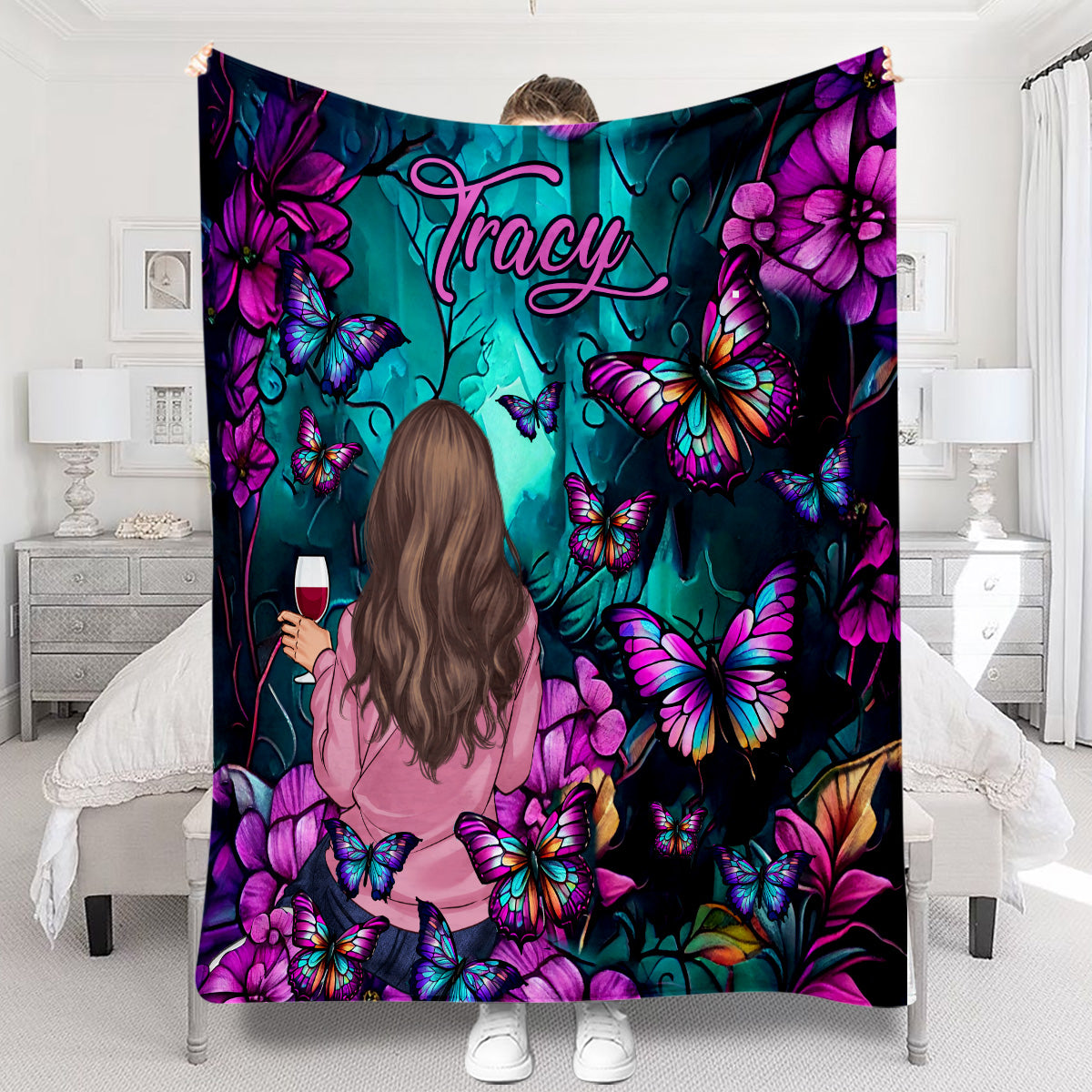 Just A Girl Who Loves Butterflies - Personalized Butterfly Blanket