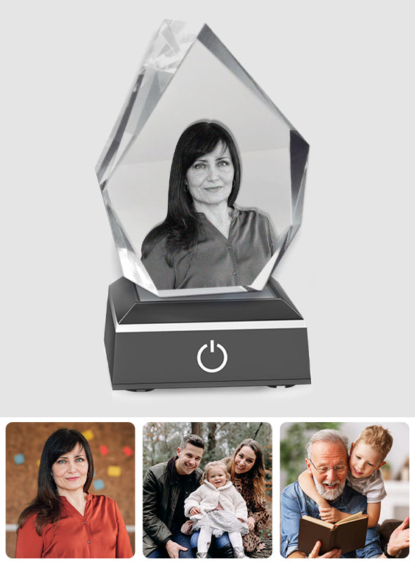 Custom Photo - Personalized Aunt Laser Engraving 3D Iceberg Shaped Crystal Lamp