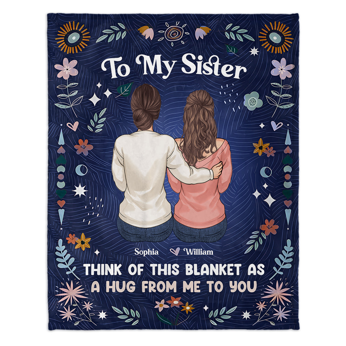 Think Of This Blanket As A Hug Of Me - Personalized Sibling Blanket