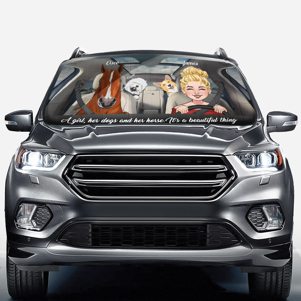 What A Beautiful Thing - Personalized Horse Car Sunshade