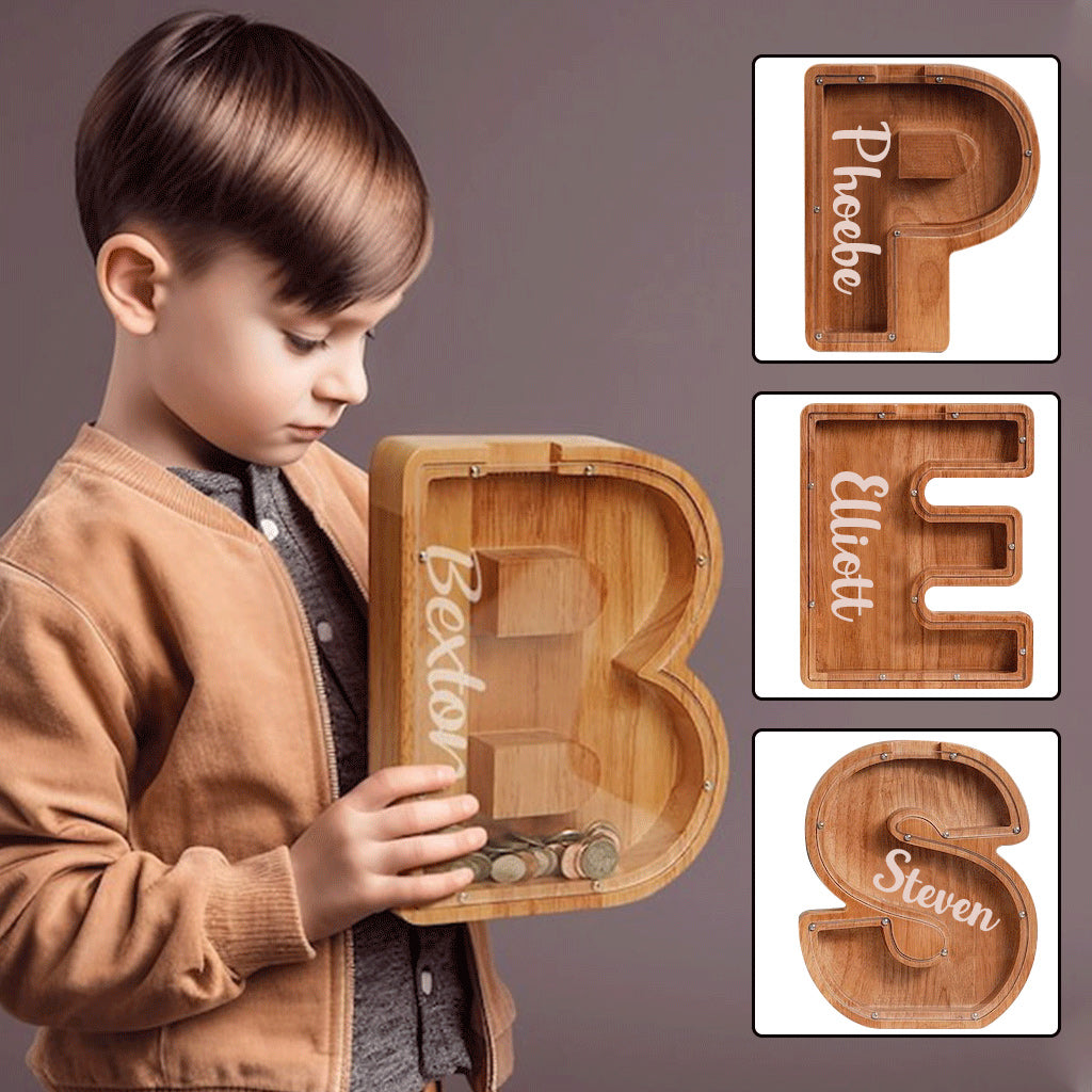 Letter Piggy Bank - Personalized Kid Wooden Piggy Bank