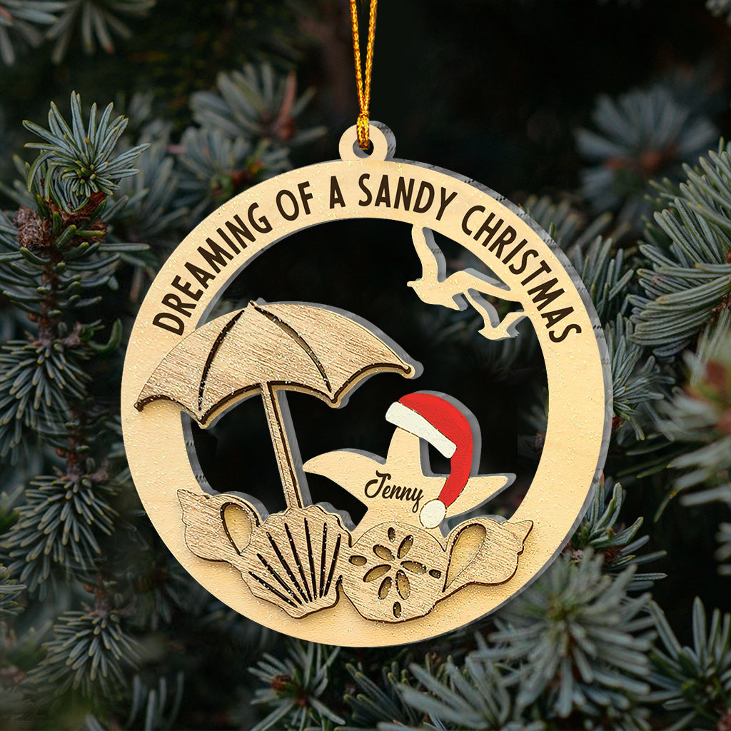 Dreaming White Sand Christmas - Personalized Sea Lover Ornament