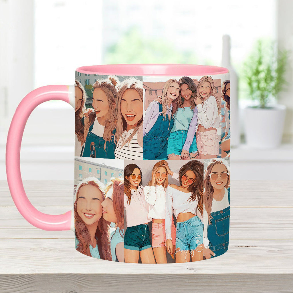 2D Flat Photo Collages - Gift for friend - Personalized Accent Mug
