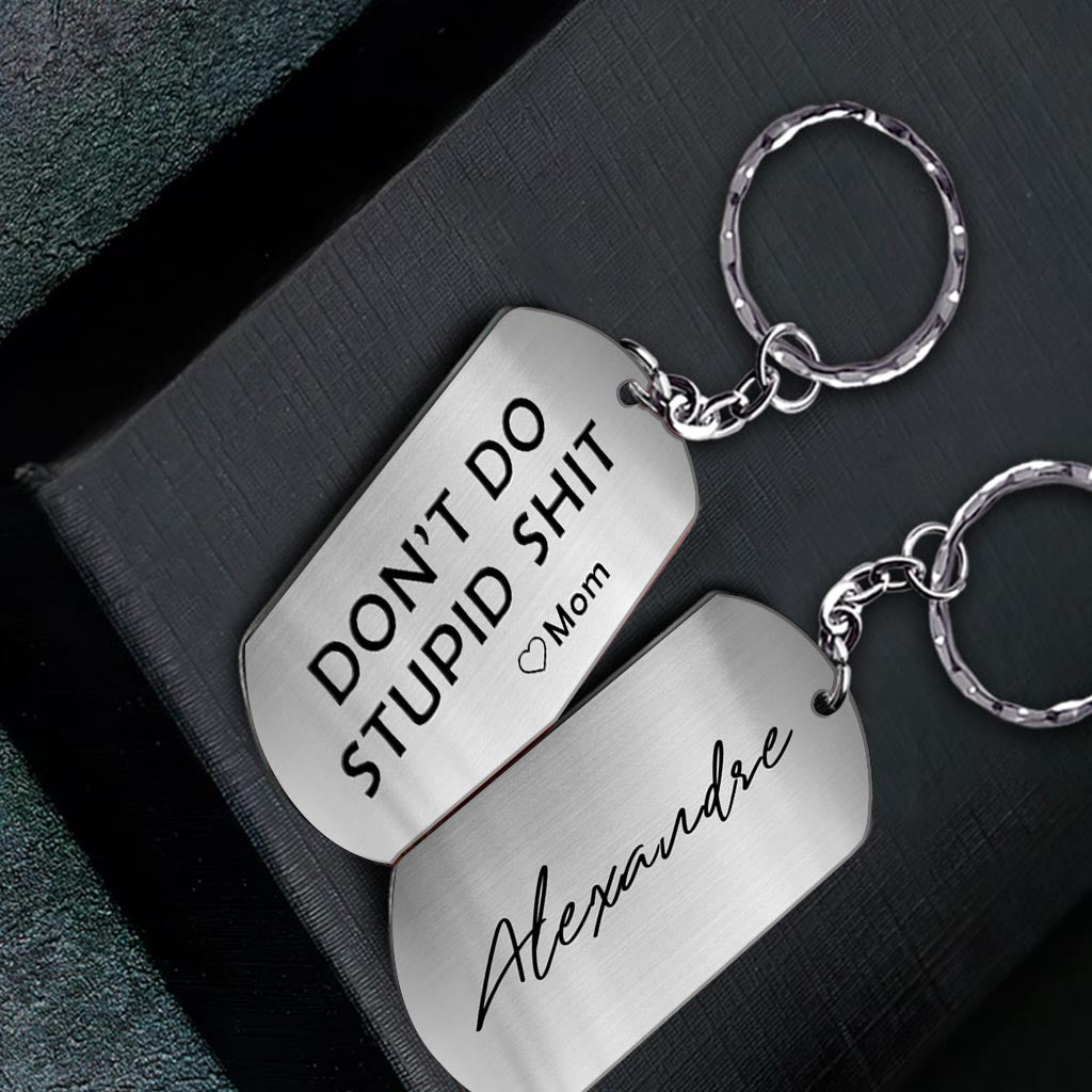 2 Pack Funny Keychain, Don't Do Stupid from Dad, Fashion Black Key