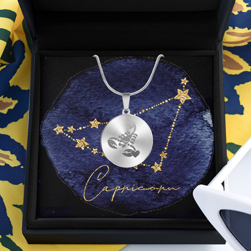 Zodiac Sign Necklace - Personalized Horoscope Round Pendant Necklace