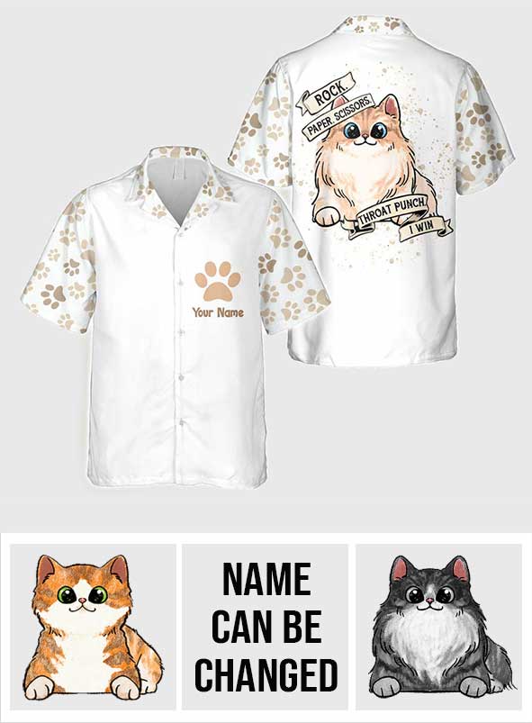 Rock Paper Scissors - Personalized Cat Hawaiian Shirt