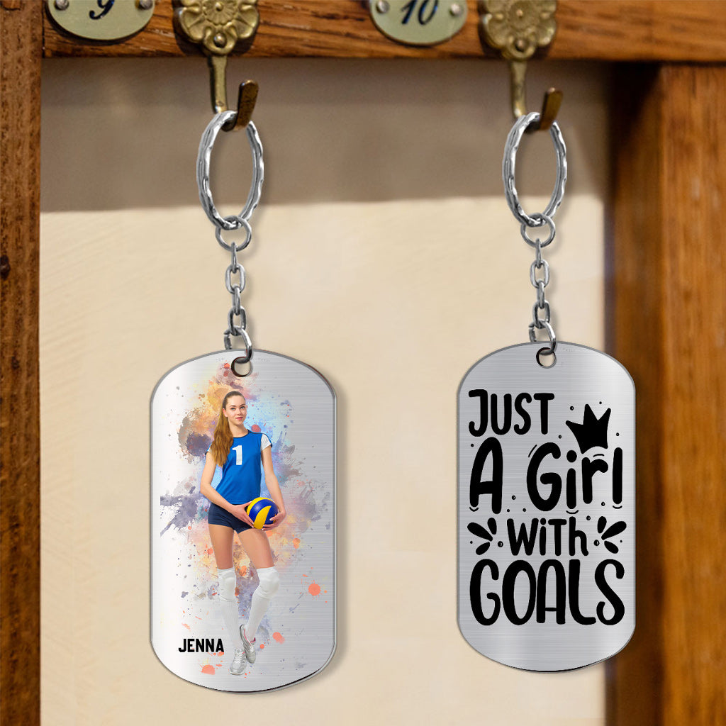 Disover Just A Girl With Goals - Personalized Volleyball Stainless Steel Keychain