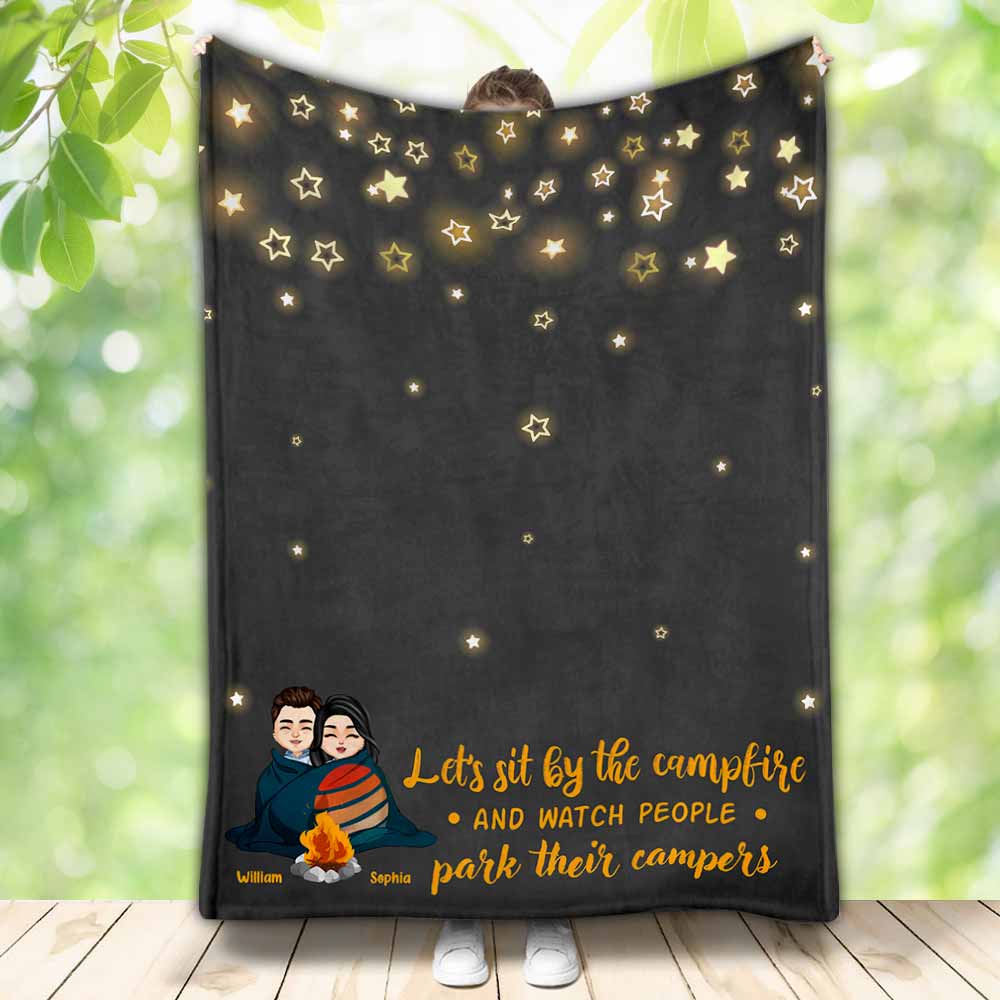 Let's Sit By The Campfire - Personalized Couple Camping Blanket