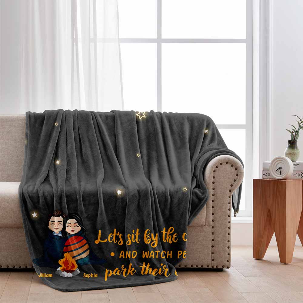 Let's Sit By The Campfire - Personalized Couple Camping Blanket