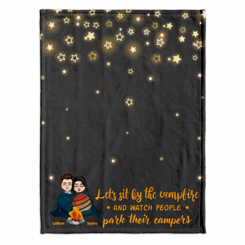 Let's Sit By The Campfire - Personalized Couple Camping Blanket