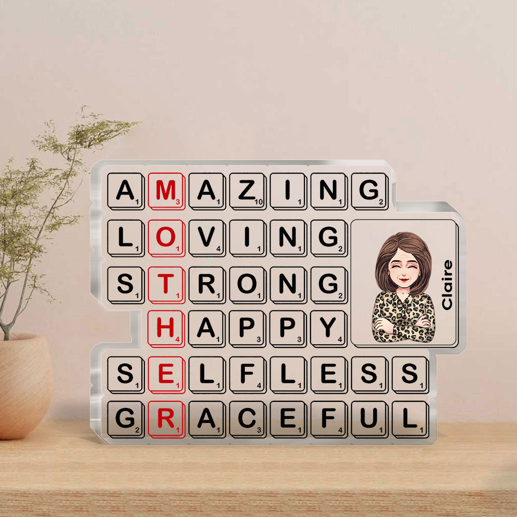 Mom Scrabble Tile - Personalized Mother's Day Mother Custom Shaped Acrylic Plaque