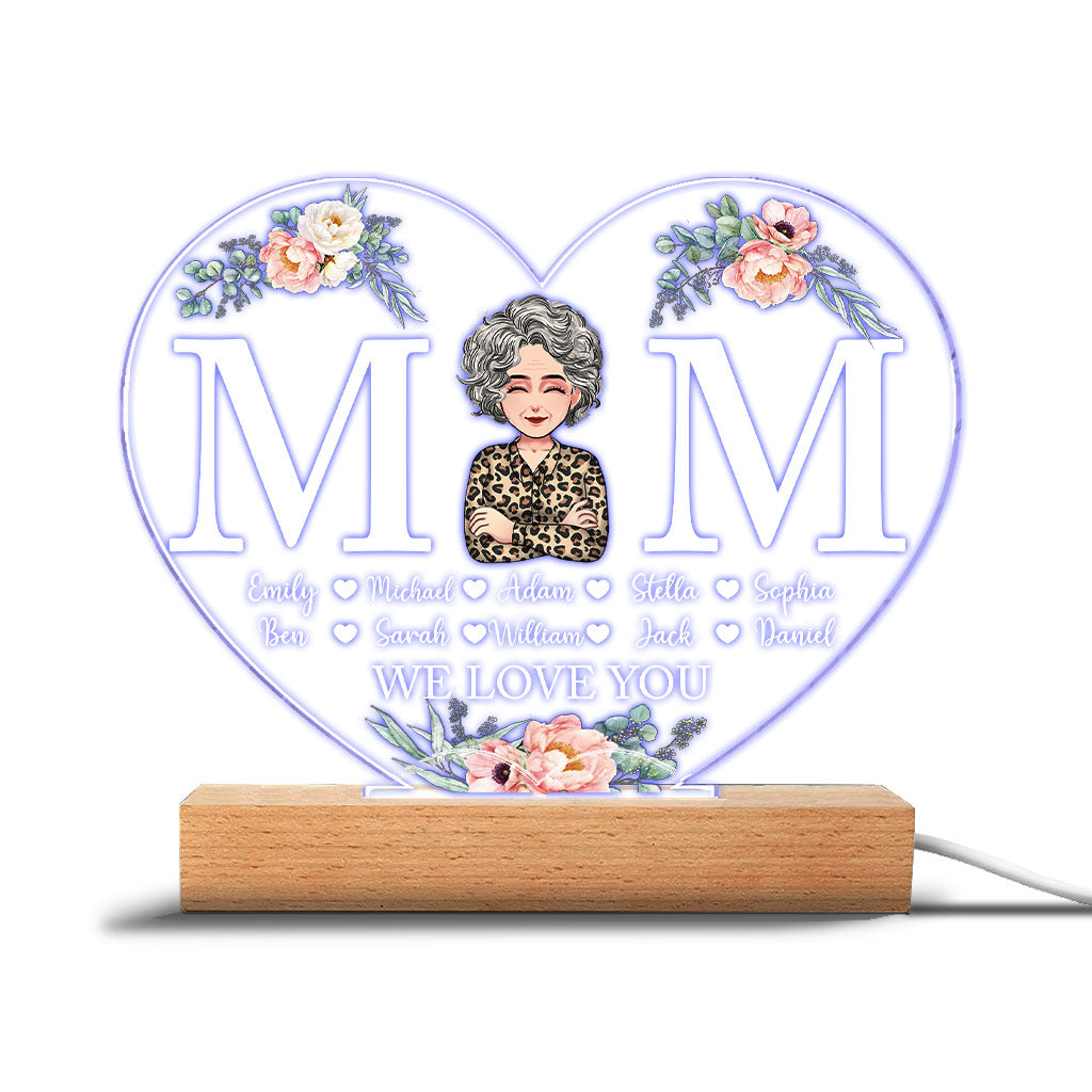 Mom - Personalized Mother's Day Mother Shaped Plaque Light Base