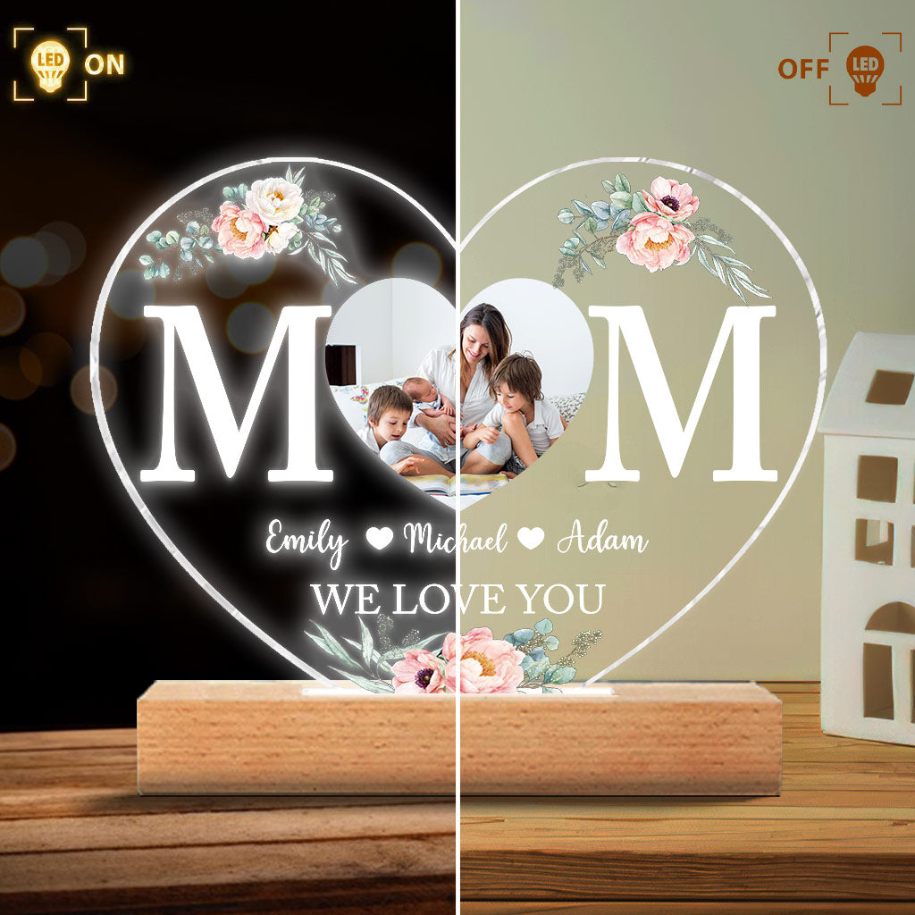 Mom - Personalized Mother's Day Mother Shaped Plaque Light Base