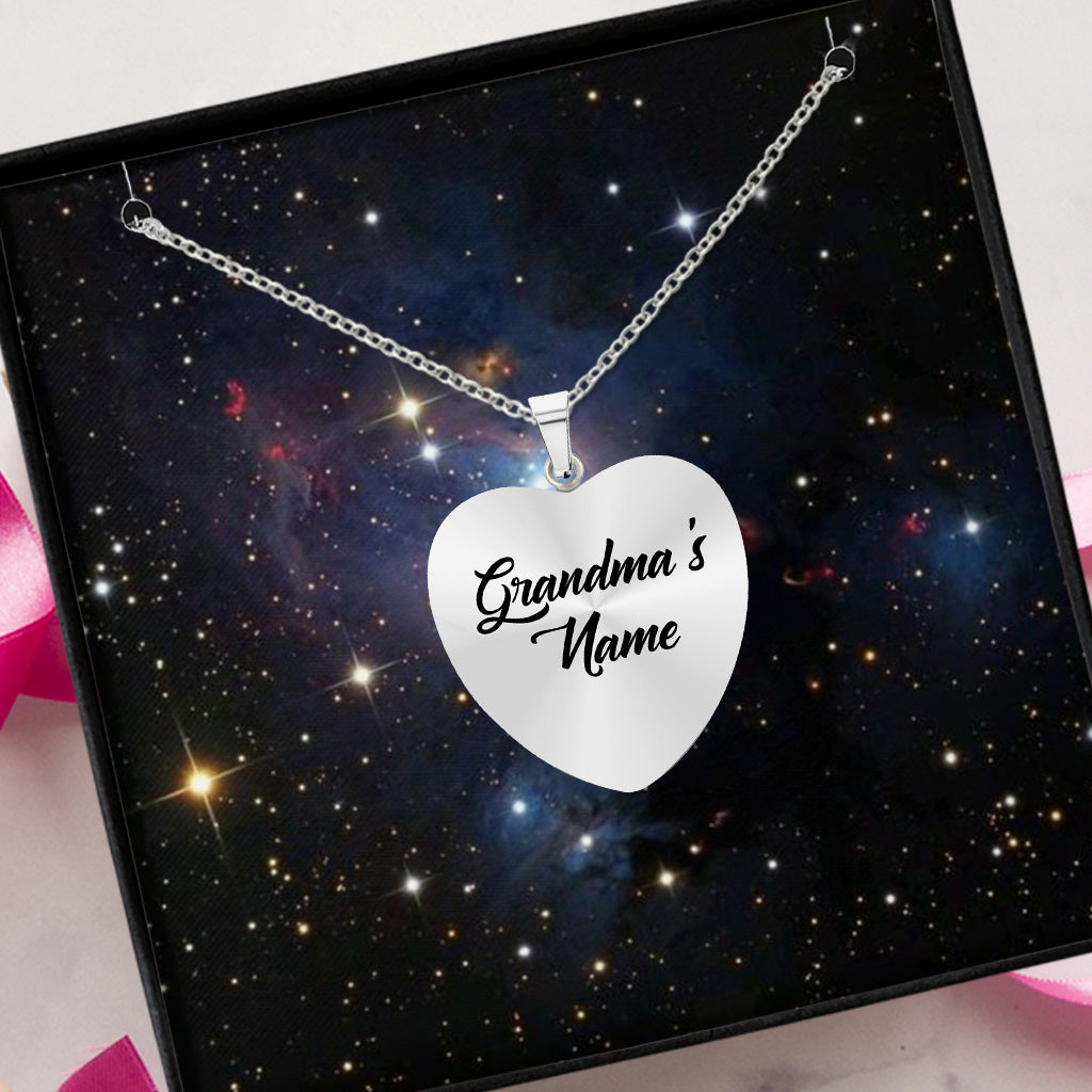 To The Moon And Back - Personalized Mother's day Grandma Heart Pendant Necklace